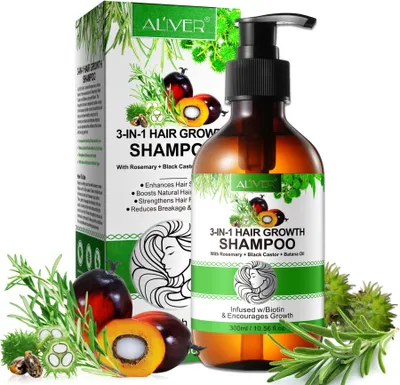 Produktbild von Shampoo 3-in-1 mit Rosmarin Rizinus Batana Öl Biotin Kopfhaut Pflege Haarwachstum, 1x 300ml