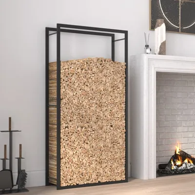 Obrázok produktu pre vidaXL Police na palivové drevo matná čierna 80x28x154 cm oceľ