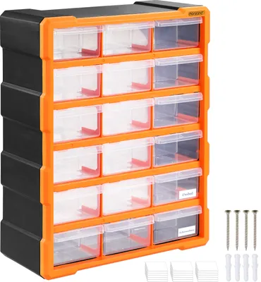 Produktbild von MONZANA® Sortimentskasten MW1506 18 Schubladen 47,5x38x16cm Trennwände bis 36 Fächer Werkstatt Sortierbox Sortierkasten