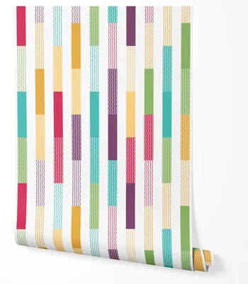 Produktbild von Selbstklebende Tapete Möbelfolie Bunte Streifen Modernes Design Tapete Wohnzimmer Schlafzimmer Küche Flur Verspielte Wanddeko 2,5m x 0,5m