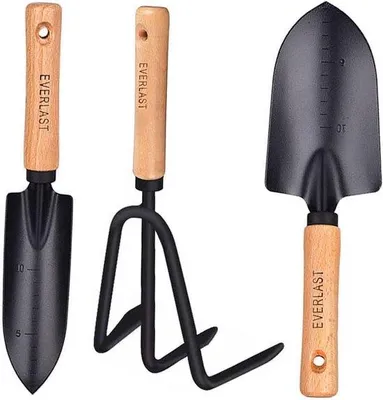 Produktbild von Gartenwerkzeug-Set, Gartenräumers, 3-teiliges Gartenwerkzeug-Set, Gartenwerkzeug-Geschenk für Männer und Frauen, 1 schmaler Schaufel, 1 breiter Schaufel und 1 Gartenschlitten Werkzeugset