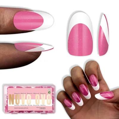 Image de Conseils d'ongles artificiels, forme ovale, couleur rose, 240 pièces, taille moyenne