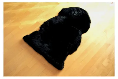 Produktbild von Premium Schaffell Lammfell Langhaar Teppich, Dekofell, Lounge Style, Sitzauflage, Läufer, Vorleger (100-110 cm, schwarz)