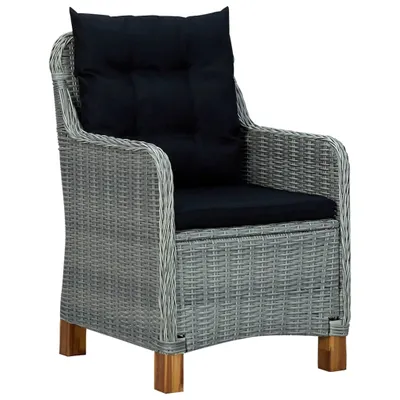 Produktbild von VidaXL 313318, Terrasse, Gepolsterter Sitz, Akazienholz, Polyrattan, Stahl, Schwarz, Grau, Schaum, 620 mm