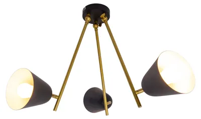 Produktbild von Deckenleuchten - 3er Deckenleuchte "TRITON" H: 50cm schwarz, Deckenlampe im Retro Style, aus Metall in schwarz, 50 cm hoch, Ø 95 cm, E27-Fassung