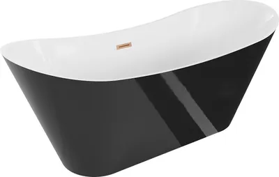 Produktbild von Mexen Celia freistehende Badewanne 170 x 75 cm, weiß/schwarz, gebürstete Messingüberlauf - 52331707575-65