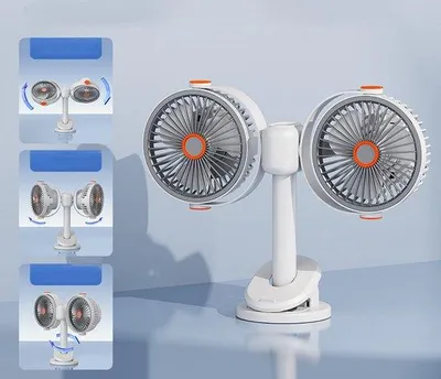 Obrázek produktu pro Ventilátor s 360stupňovým otáčením – Ventilátor – Klipový ventilátor – Stolní ventilátor – Samostatné ovládání – Nabíjení přes USB – Lze připevnit, zavěsit na zeď nebo umístit na stůl