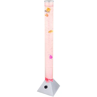 Produktbild von Globo Lighting Stehleuchte Kunststoff silberfarben, Kunststoff klar, Kabel PVC Schwarz, Wippschalter am Kabel, RGB Farbwechsler, inkl. 5 Fische, 3,5lt. Wasserinhalt, LxBxH: 190x190x900mm, Kabellänge 1800mm, inkl. RGB LED 0.06W 230V, 4lm Output