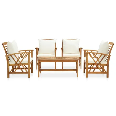 Image de vidaXL Ensemble de salon de jardin 5 pièces avec coussins en bois massif d'acacia