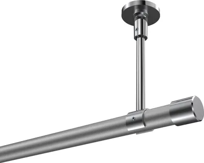 Produktbild von Interdeco Gardinenstange / Vorhangstange Silbergrau / Chrom, Typ Sonette Santo (Kappe) ohne Ringe, Deckenmontage, 20 mm Ø 1-läufig, 440 cm