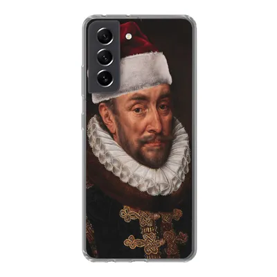 Produktbild von MuchoWow® Handyhülle Schutzhülle Hülle für Samsung Galaxy S21 FE Gemälde - Weihnachtsmütze - Alte Meister Silikon Softcase Handy Hülle - Mobiltelefonhülle