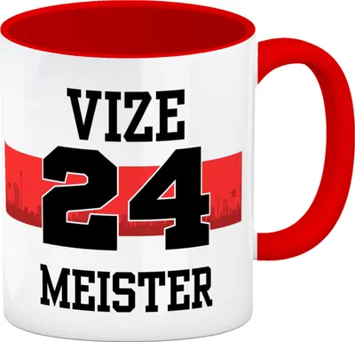 Produktbild von Stuttgart Brustring Kaffeebecher in rot mit Spruch Vizemeister 2024