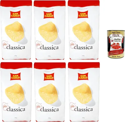 Produktbild von San Carlo Classica Chips Patatine Kartoffelchips gesalzen 6x 450g Kartoffel chips + Italian Gourmet polpa 400g