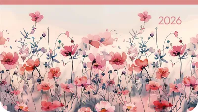 Produktbild von Alpha Edition - Ladytimer Pad Flower Field 2026 - Taschenkalender 15,6×9 cm im Querformat mit Wochenübersicht & Notizbereich, floraler Buchkalender & Terminplaner für Schule, Beruf & Alltag