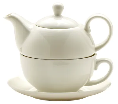 Produktbild von Teekanne Porzellan Kaffeekanne Tasse Untertasse ENGLISH COLLECTION CLEAR 0,45 l