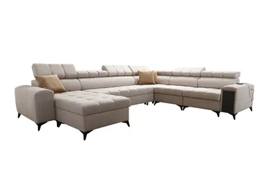 Produktbild von XXL Sofa Wohnlandschaft Riesensofa in U-Form Ecksofa GREKO VIII Braun Stoff AVRA 6 Ottomane Links IM SOFA
