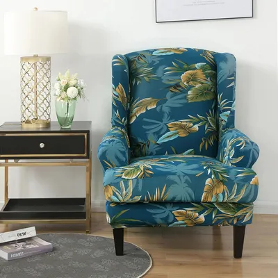 Image de Housses de chaises en stretch Housse de chaise universelle Housse de chaise élastique Housse de chaise de salle à manger Housse de fauteuil Couvre-chaise onhe accoudoirs - bleu / style peinture à l'huile