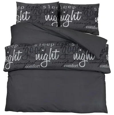 Produktbild von vidaXL Bettwäsche-Set Schwarz 225x220 cm Baumwolle
