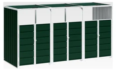 Produktbild von Mülltonnenbox für 3 Tonnen Grün, 216x81x115 cm aus Stahl, 1er Mülltonnenverkleidung