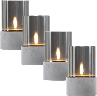 Imagen del producto de Velas decorativas para exteriores, resistentes a la intemperie, para decoración con velas, juego de 4, color gris, 15,5 cm