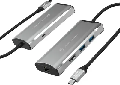 Produktbild von j5create JCD392-N 4K60 Elite USB-C® 10Gbps Travel Dock, Kabelgebunden, USB 3.2 Gen 1 (3.1 Gen 1) Type-C, 100 W, 10,100,1000 Mbit/s, Grau, Space Grey
