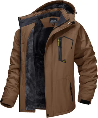 Produktbild von Herren Softshelljacke mit abnehmbarer Kapuze wasserdicht bequem Braun S