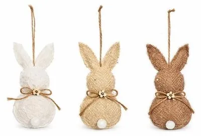 Image de Ensemble de cintres décoratifs - 3 lapins décoratifs - 15 cm de haut, pour Pâques