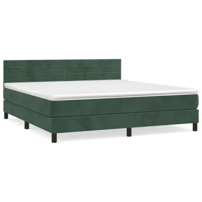 Produktbild von vidaXL Boxspringbett mit Matratze Dunkelgrün 160x200 cm Samt