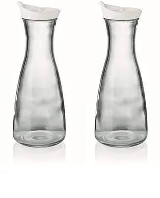 Produktbild von Karaffe mit Deckel 2 Stück im Set weiß 1 Liter Glas