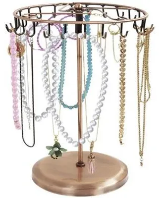 Produktbild von Famanu Schmuckständer mit 23 Haken – H34,8 x B20,5 cm – Drehbarer Organizer für Ketten, Armbänder, Ringe & Ohrringe