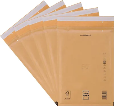 Produktbild von Logic Pack 100 Braune Luftpolsterumschläge G7 Gepolsterte Versandtaschen