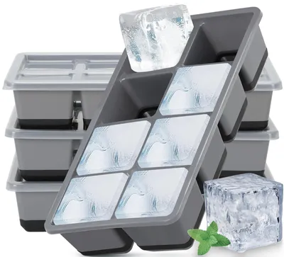 Immagine prodotto di Stampo per cubetti di ghiaccio, forma rettangolare grande - Stampo in silicone per cubetti di ghiaccio - Senza BPA - Impilabile - 2 pezzi - Facile da svuotare