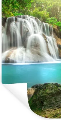 Produktbild von MuchoWow® Wandtattoo Wandsticker Wandaufkleber Wald - Wasserfall - Natur 20x40 cm Selbstklebend und Repositionierbar - Selbstklebend - Fototapeten