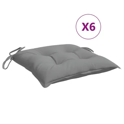 Image de Coussins de chaise lot de 6 gris 50x50x7 cm tissu oxford