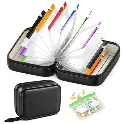 Immagine prodotto di Contenitore per pillole impermeabile con 14 sacchetti, portatile, riutilizzabile, colore nero
