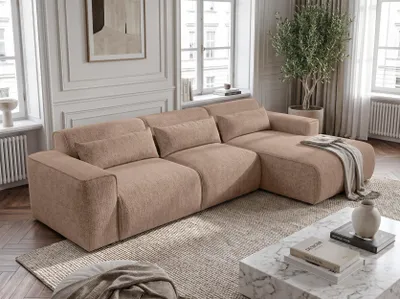 Produktbild von AX LIVING Wohnlandschaft mit Schlaffunktion Ruyam Beige Sofa 310 cm R