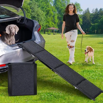 Immagine prodotto di Scala per cani per auto, 160 cm, pieghevole, in alluminio, estendibile, adatta a cani di grossa taglia, camion, letti rialzati. Dimensioni: 160 x 44 cm