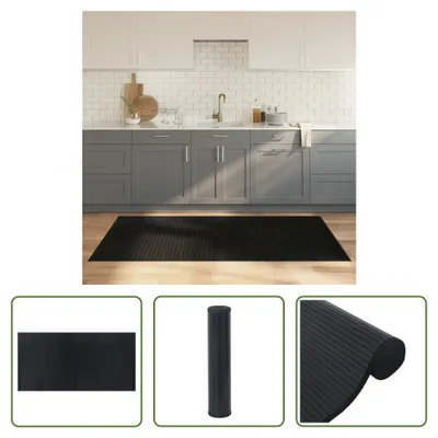 Imagen del producto de Alfombra rectangular negra de bambú, Living Store, 100x200 cm