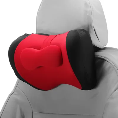 Produktbild von Auto Kopfkissen Ergonomisch Bequemes Nackenstützkissen Milchseidenstoff Und Memory Schaum Verstellbare Breite Schwarz Und Rot Set Von 1
