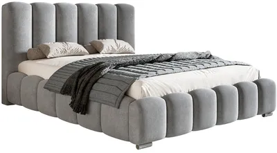 Produktbild von Polsterbett 160x200 Pearl mit Bettkasten - Doppelbett, Schlafzimmer, Metall Lattenrost - Samtstoff Hellgrau