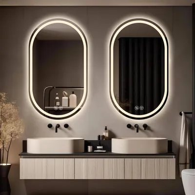 Produktbild von MODFU Badspiegel 60×90 cm,Badezimmerspiegel mit LED,Wandspiegel mit Mehrschichtige Spiegelstruktur und Antibeschlag,für Schlafzimmer & Badezimmer,Silber