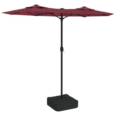Zdjęcie produktu dla vidaXL Podwójny parasol z oświetleniem LED Bordeaux czerwony 316x145 cm