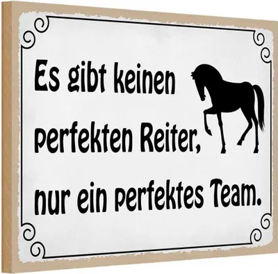 Produktbild von vianmo Holzschild 12x18 cm es gibt keinen perfekten Reiter Spruch Zitat
