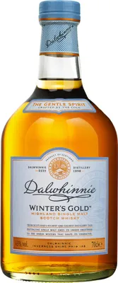 A bottle of Dalwhinnie Winter's Gold Highland Single Malt Scotch Whisky.