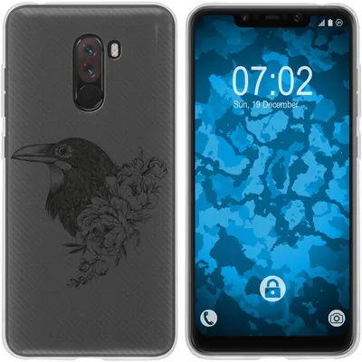 Produktbild von PhoneNatic Case kompatibel mit Xiaomi Pocophone F1 Silikon-Hülle Floral Rabe M4-1
