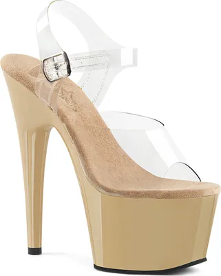 Produktbild von ADORE-708 Damen Sandale von Pleaser, Transparent Beige , EU 43, US 13