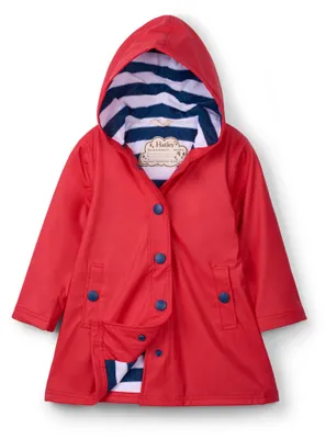 Productafbeelding van Hatley regenjas voor meisjes, model Splash Jacket, rood en marineblauw, maat 3 jaar