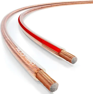 Produktbild von deleyCON 10m Lautsprecherkabel 2x 2,5mm² Boxenkabel CCA Kupferüberzogenes Aluminium 2x50x0,25mm Litze Polaritätskennzeichnung - Transparent