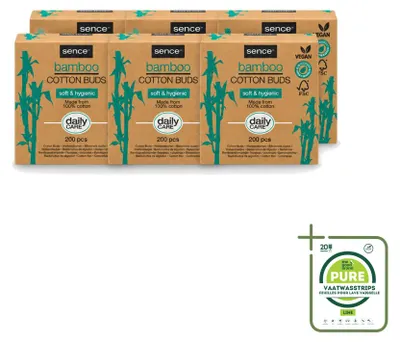 Immagine prodotto di 6 Cotone fioc in bambù biodegradabili e vegani - confezione grande - 6 pezzi