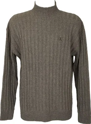 Immagine prodotto di Maglia uomo CK CALVIN KLEIN JEANS con colletto rialzato mezzo collo misto lana articolo J30J322201 istitutional log, L, Cotone 47%,Lana 25%,Poliammide 28%